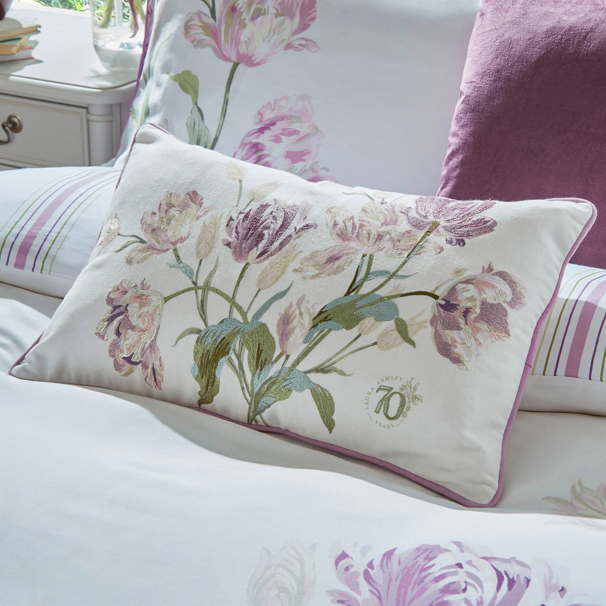 Gosford Anniversary Cushion By Laura Ashley In Grape Purple